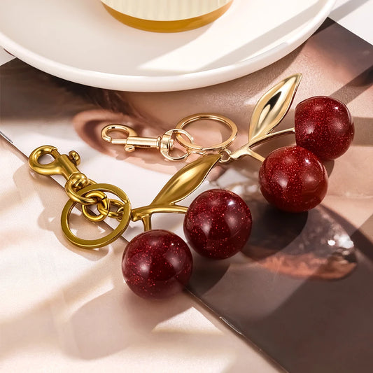 Red Cherries Pendant Keyring Charm