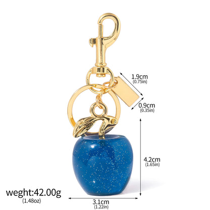 Red and Blue Crystal Apple Pendants Keychain