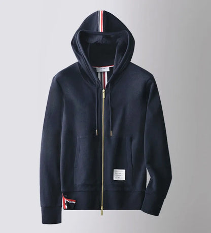 Striped Zip-Up Sport Sweatshirts Hoodie