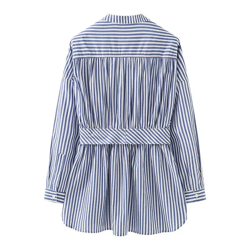 Blue White Vertical Stripe Shirt