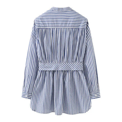 Blue White Vertical Stripe Shirt