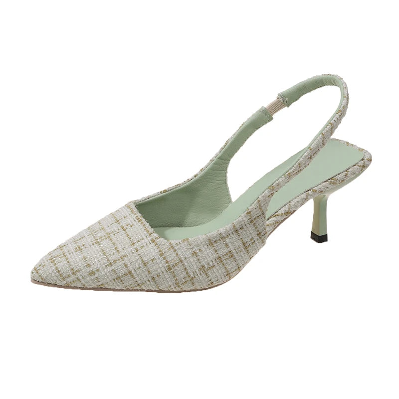 Mid Heel Cross-Strap Slip-On Sandals