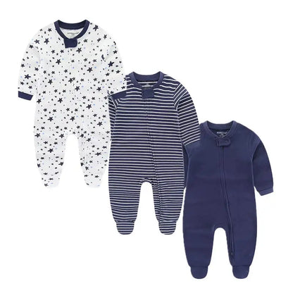 Unisex Three-Pack Cotton Baby Rompers