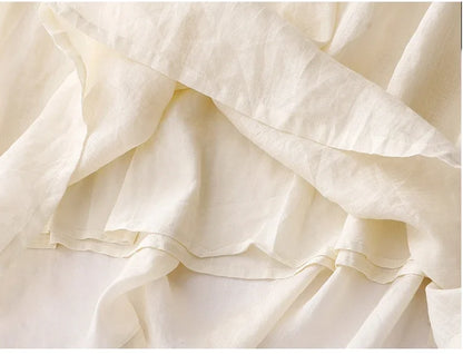 V Neck Embroidery Cotton Linen Dress