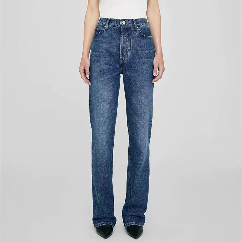 High-Waist Straight-Leg Ankle Jeans