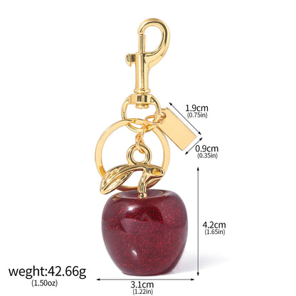 Red and Blue Crystal Apple Pendants Keychain