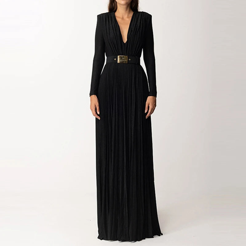 Pleated High Waist Dress