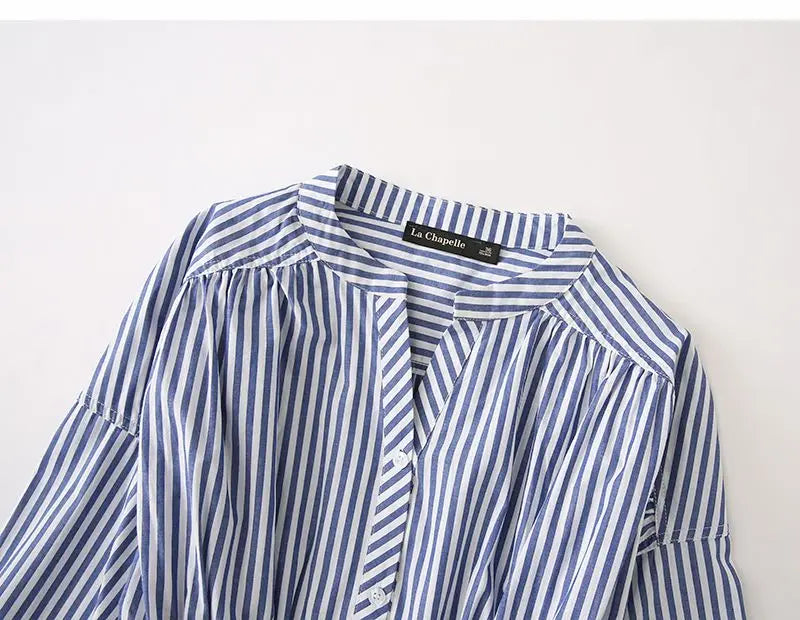 Blue White Vertical Stripe Shirt