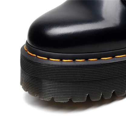Mary Jane Cowhide High Sole Leather Boots