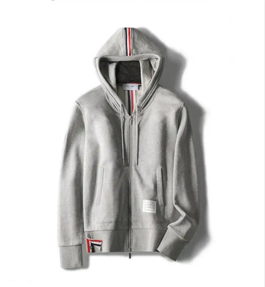 Striped Zip-Up Sport Sweatshirts Hoodie