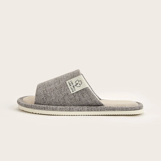 Open-toe Comfortable Bedroom Linen Slippers