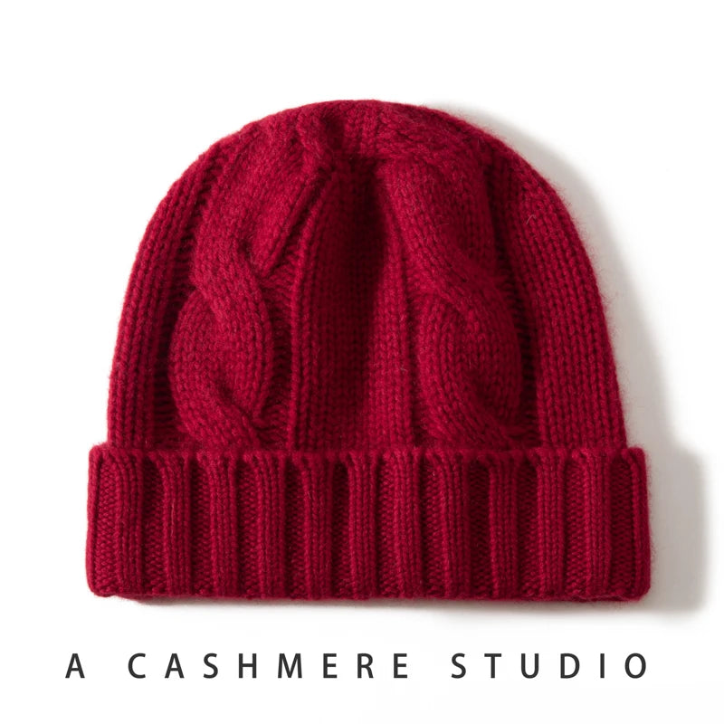 Twisting Thick Cashmere Beanies Cap
