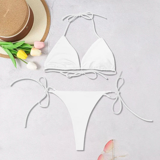 Three-point Bikini Backless Adjustable Lace-up Swimsuit