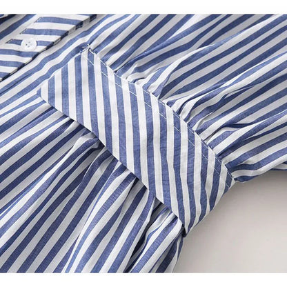 Blue White Vertical Stripe Shirt