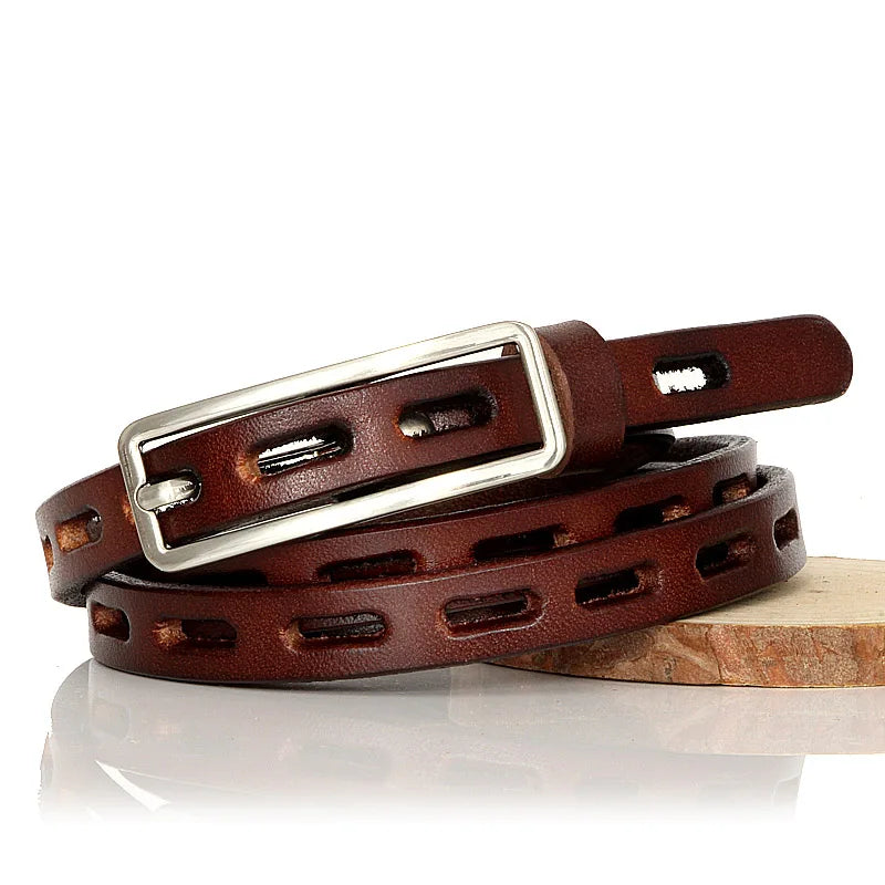 Natural Leather Thin Buckle Belt