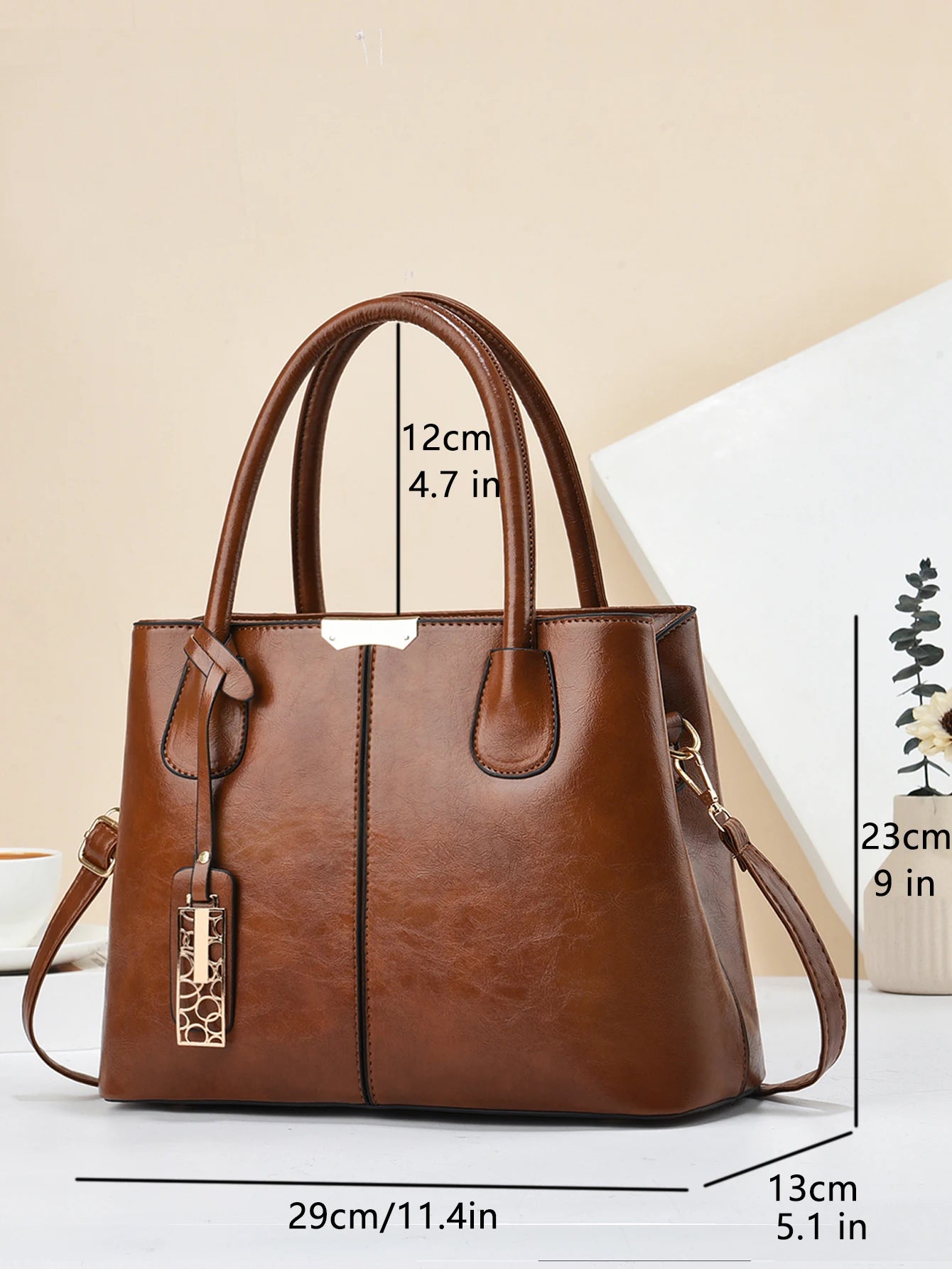 Casual Retro Solid Color Handbag