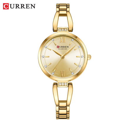 Rhinestone Quartz Stainless Steel Band Watch