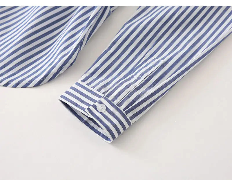 Blue White Vertical Stripe Shirt