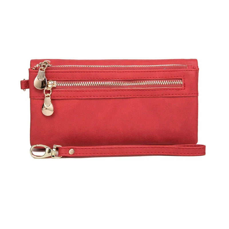 Dull Polish Leather Wallet Clutch Purse