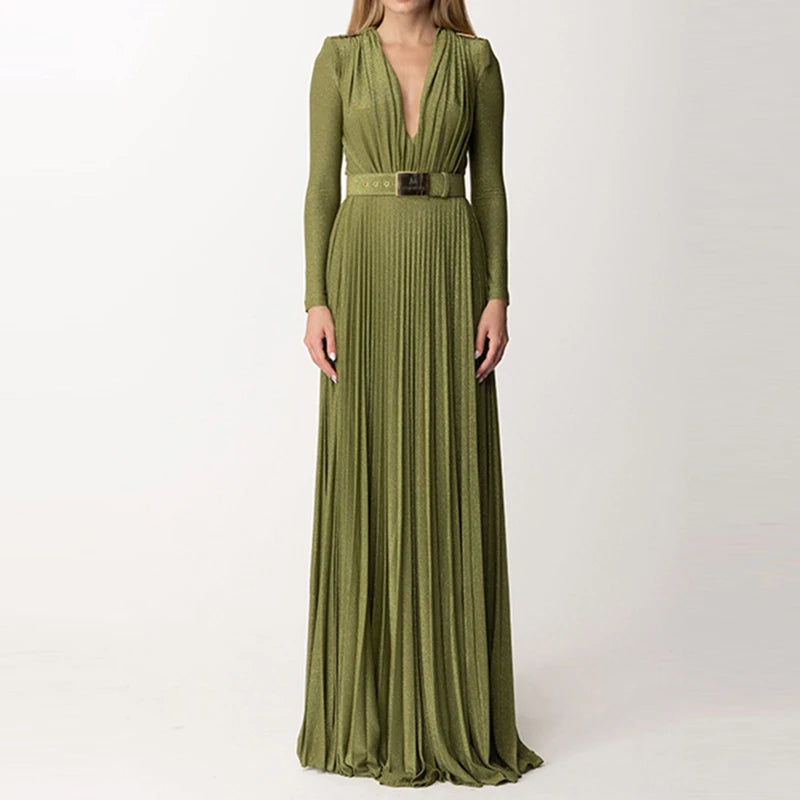 Pleated High Waist Dress