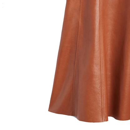 Leather Long Pleated Skirt