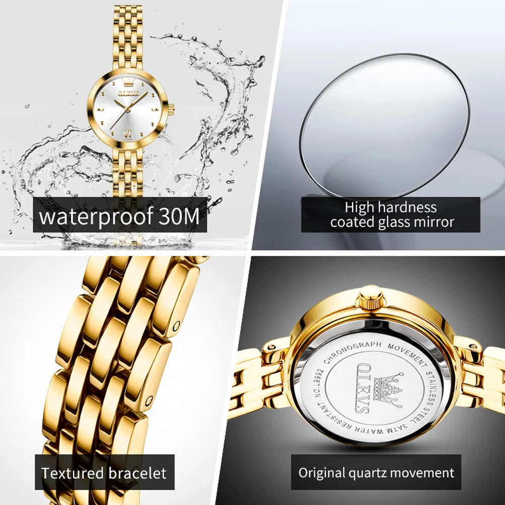 Elegant Waterproof Gold Wrist Watch