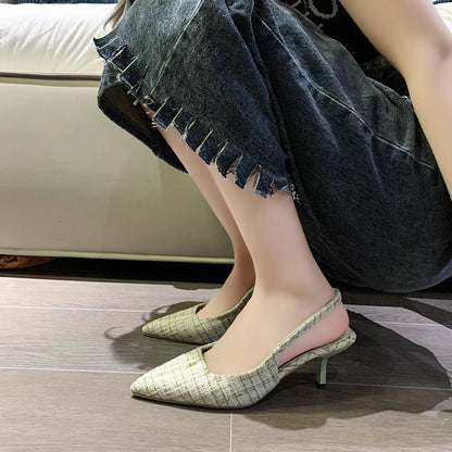 Mid Heel Cross-Strap Slip-On Sandals